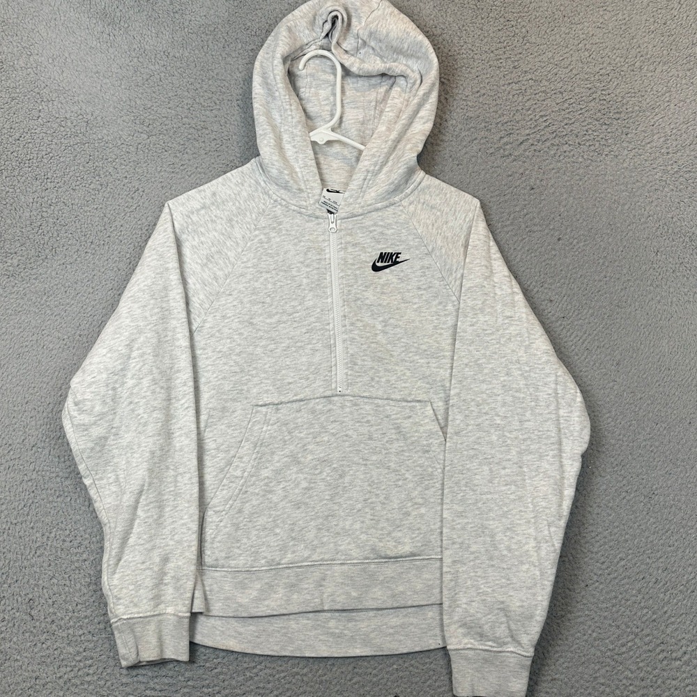 Nike Sportswear Hoodie Womens XS Quarter-Zip Heather Grey Pullover Sweatshirt